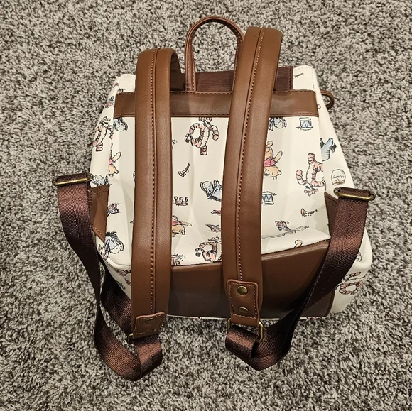 Loungefly Disney Winnie Pooh Character Cream & Brown Print Backpack - Picture 5 of 16